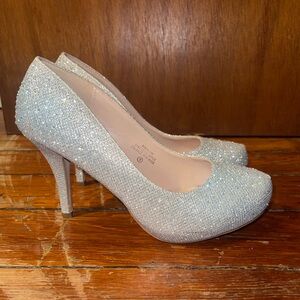 Elegant Silver Glitter Heels